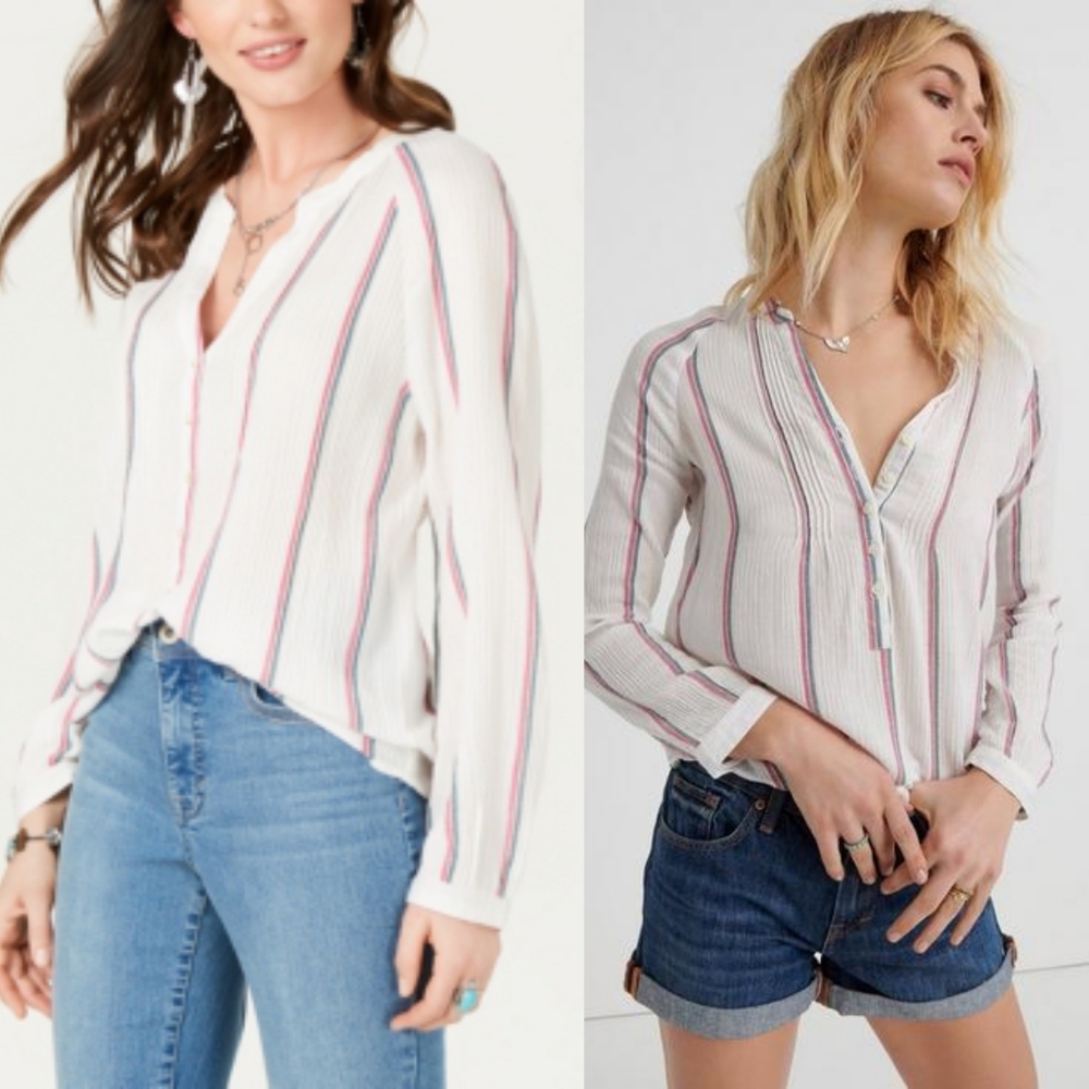 Lucky Brand Stripe Gauze Top